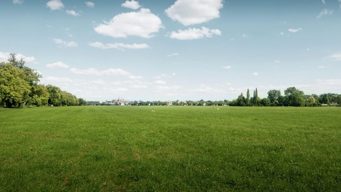 Krakowskie Błonia z widokiem na panoramę miasta i Wawel w tle